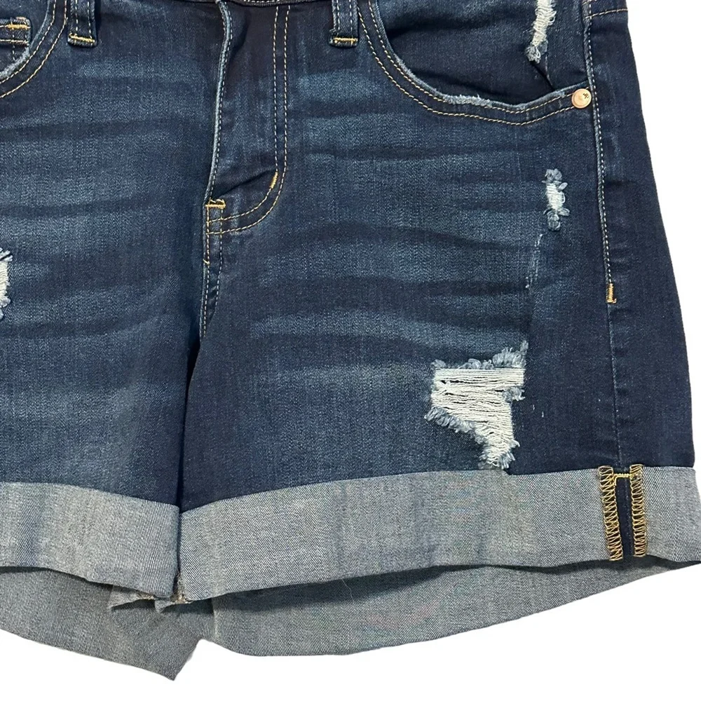 Judy Blue Distressed Denim Cuffed Hem Shorts JB1552 Size Medium Boho Festival - Picture 4 of 11